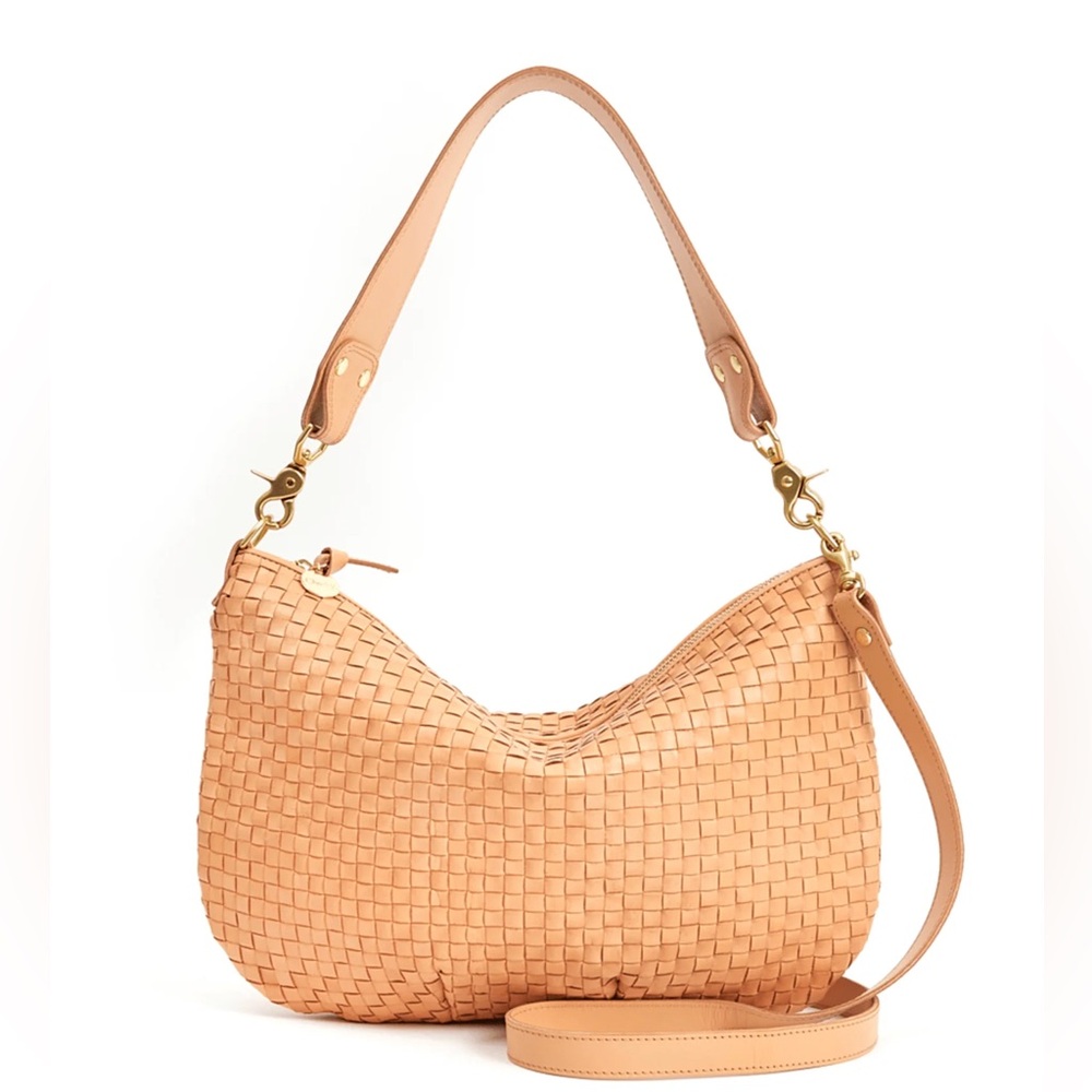 Clare V. Moyen Messenger in Bisque Woven Checker